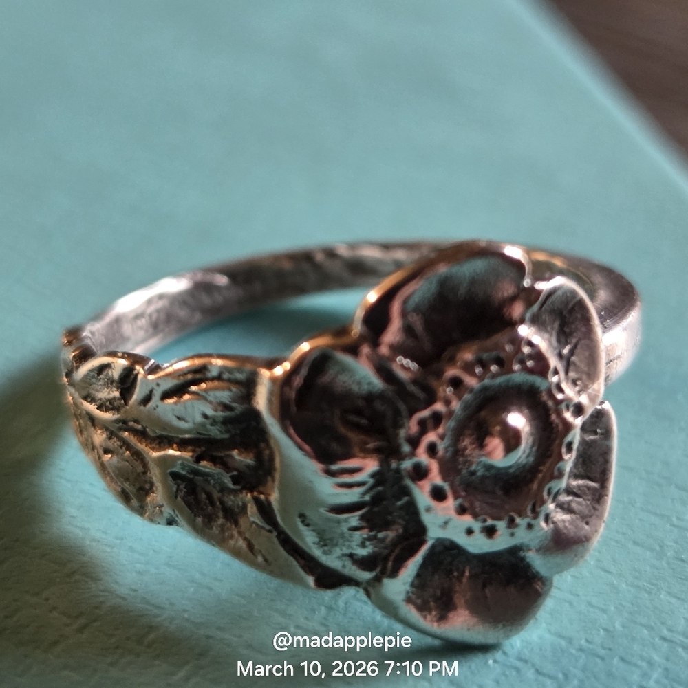 Wild Rose (DUINROOS) Spoon Ring In Sterling Silver #131 Size 9.5